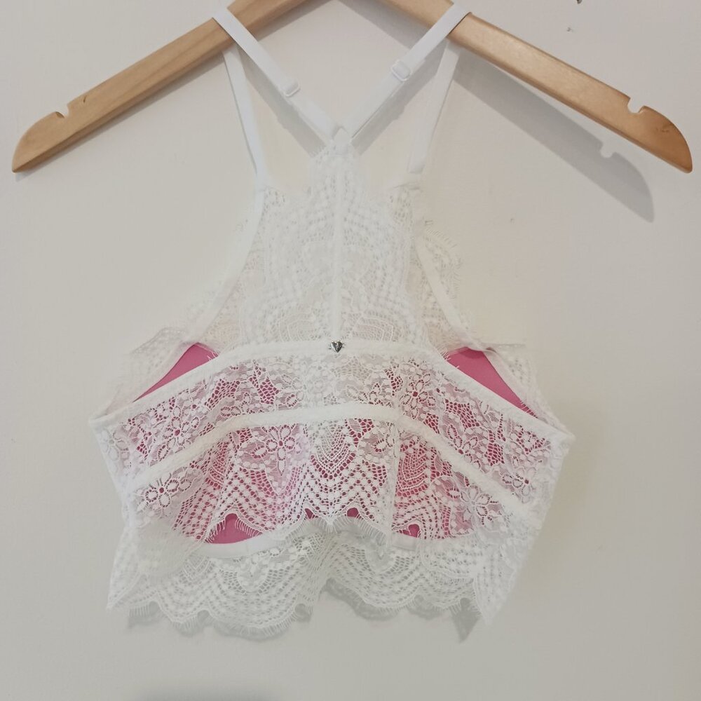 Victoria Secret Pink, Bralette, White Lace Padded, Underwire, Push Up, Med (A-C) - Picture 3 of 9